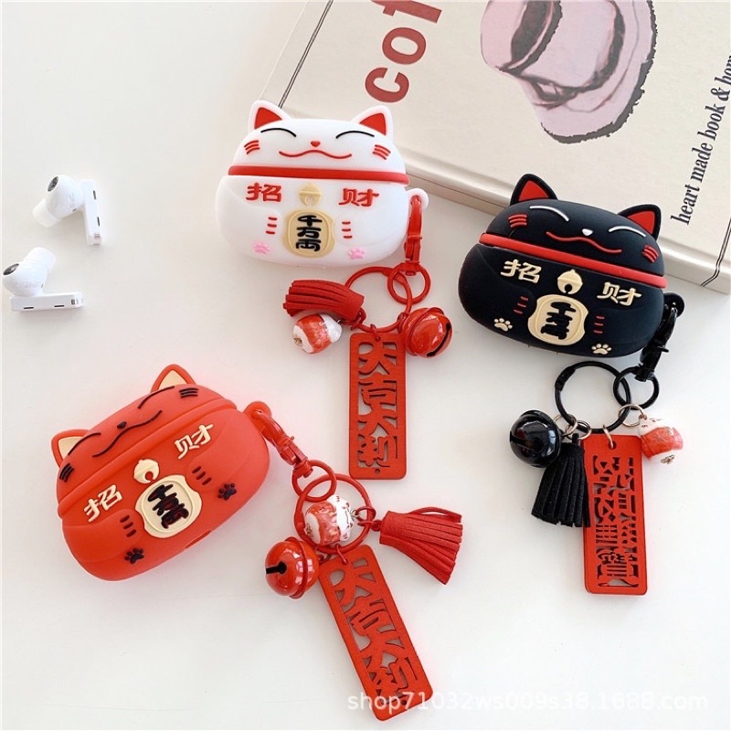 Ốp Bảo Vệ Tai Nghe Không Dây AP 2,3,Pro Mèo Thần Tài Cực Đẹp