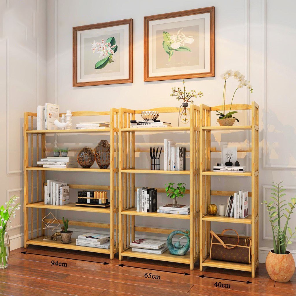 🚛 MIỄN PHÍ SHIP🆓Kệ Sách 4 Tầng Kệ Gỗ Tự Nhiên Decor Lắp Ráp Đơn Giản Dễ Dàng Bookshelf 4F Natural
