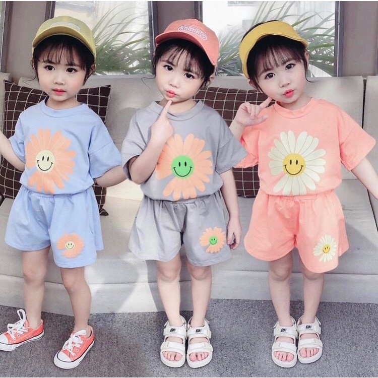 Bộ Cộc Tay Bé Gái Hoa Cúc Cotton 8-18kg QATE 312