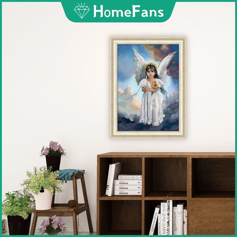 Bộ Tranh Đính Đá 5D Tự Làm Họa Tiết Thiên Thần Nhỏ 30x40cm/40x50cm Trang Trí Nhà Cửa