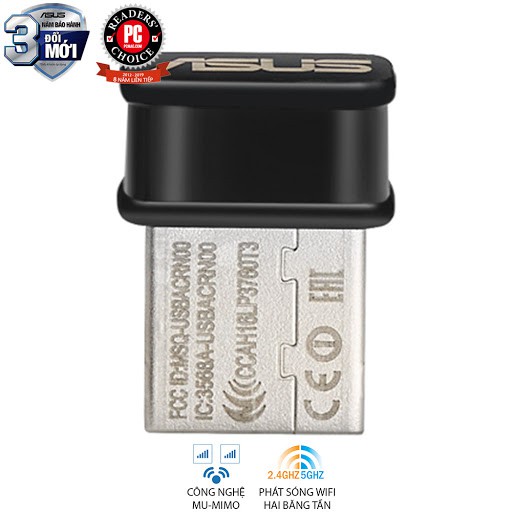 USB THU SÓNG WIFI ASUS USB-AC53 Nano Hai băng tần chuẩn AC1200Mbps - Hàng chính hãng