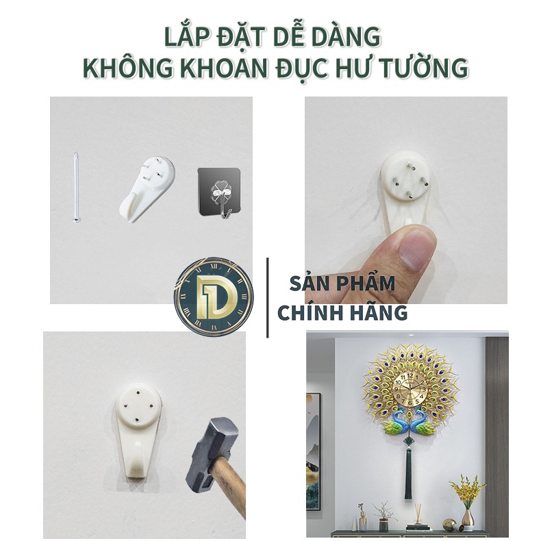 Đồng Hồ Treo Tường Con Chim Công Tài Lộc Chính Hãng D1 Home Kim Trôi Trang Trí Tường Decor - 18