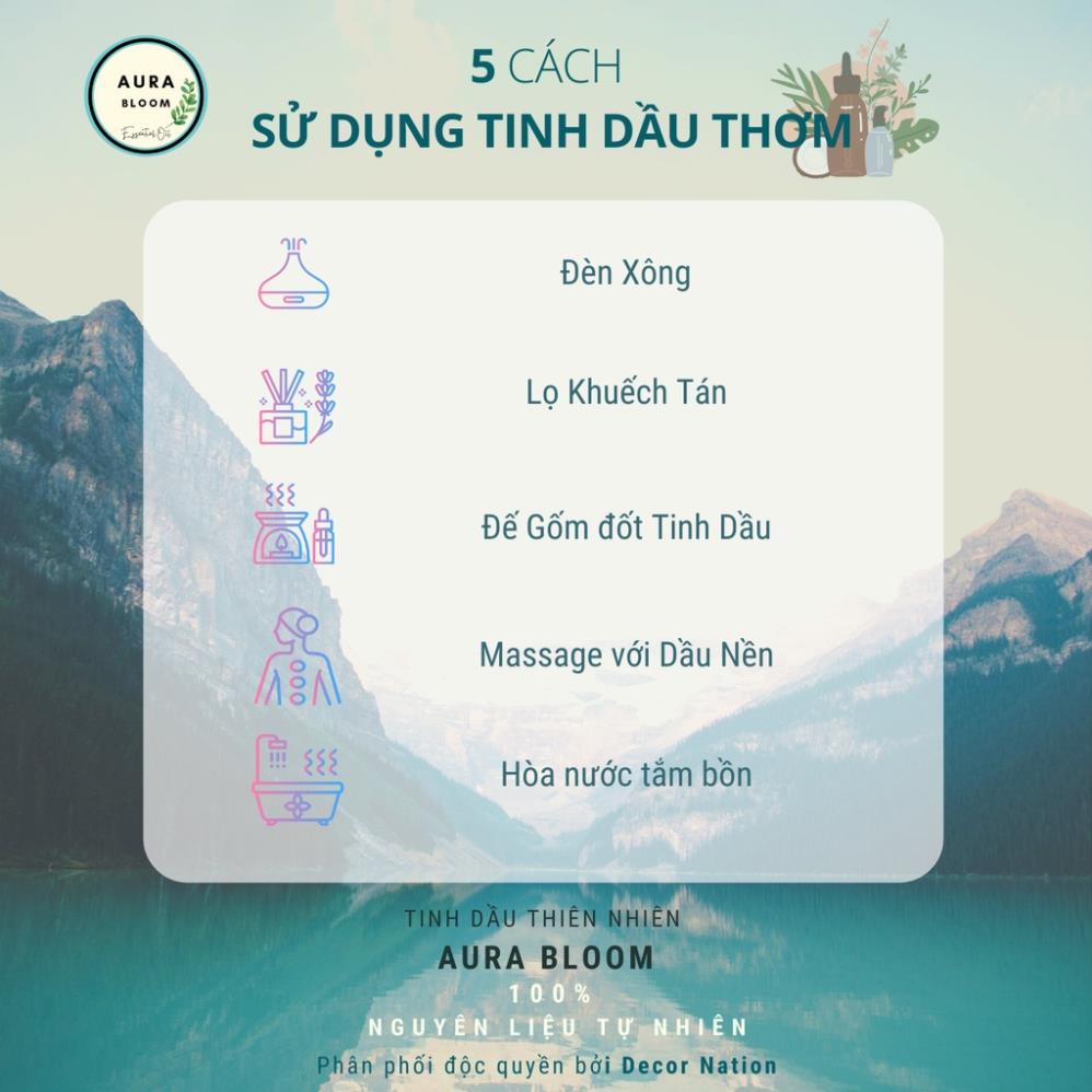 Tinh Dầu Oải Hương Lavender Thiên Nhiên Nguyên Chất Aura Bloom 10ml- 100ml | Tinh Dầu Treo Xe Nhập Khẩu