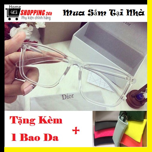 [Tặng Kèm Bao Da Mắt Kính] Kính V Tây Nam Nữ Gọng Trong - Kính Mát Thời Trang Cao Câp