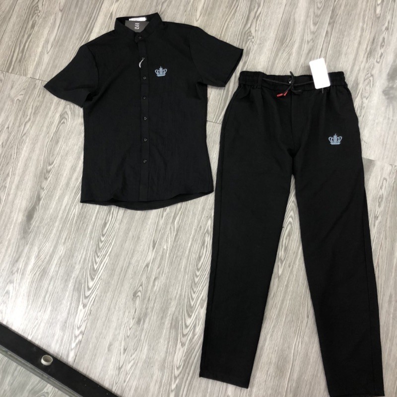 Bộ Đũi Nam Thêu Logo Quần Dài Đũi và Áo Đũi Ngắn Chất Đũi Xước Chất Mát, Mặc Nhẹ Như Không | BigBuy360 - bigbuy360.vn