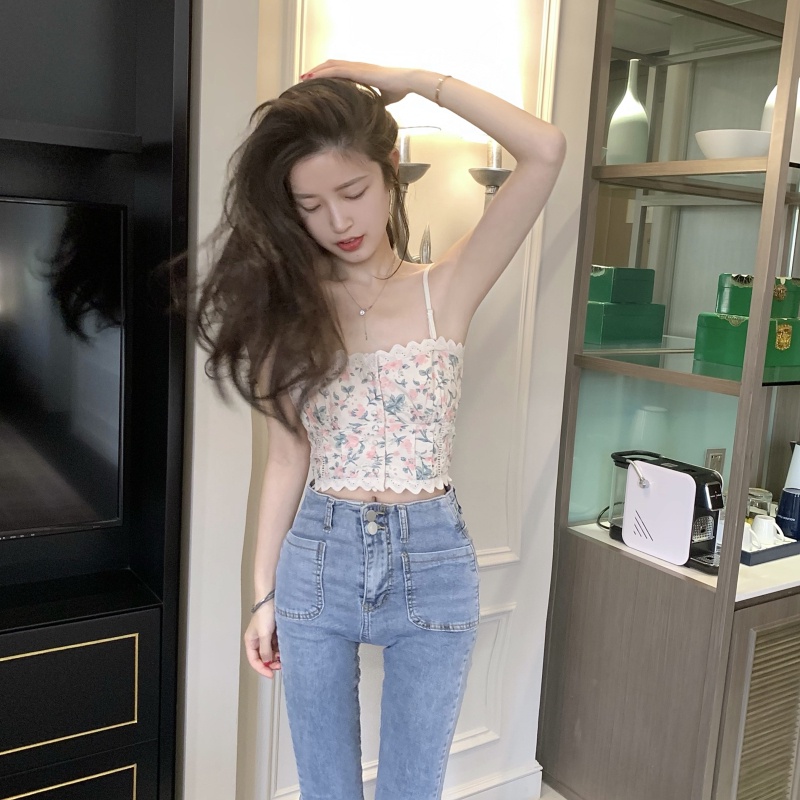 Áo Hai Dây Phối Ren Hoa Thời Trang Mùa Hè Quyến Rũ Dành Cho Nữ