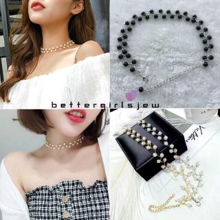 Vòng cổ choker đính hạt ngọc trai nhân tạo