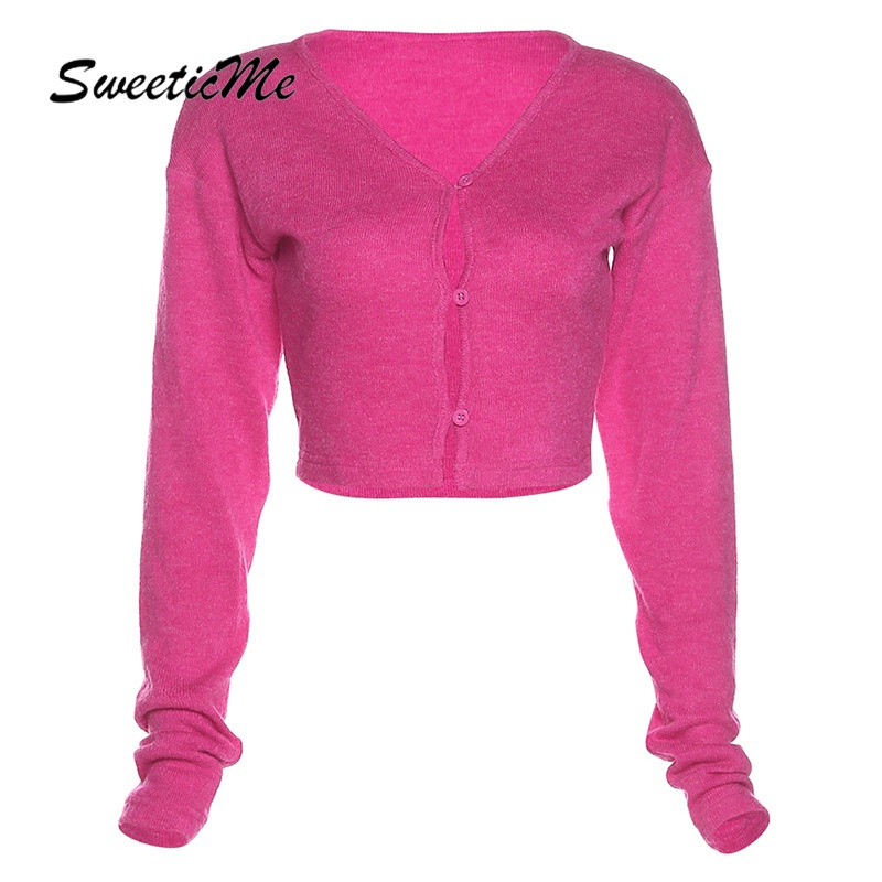 Áo Thun Cardigan Tay Dài Cổ Chữ V Form Ôm Thiết Kế Mới Cho Nữ