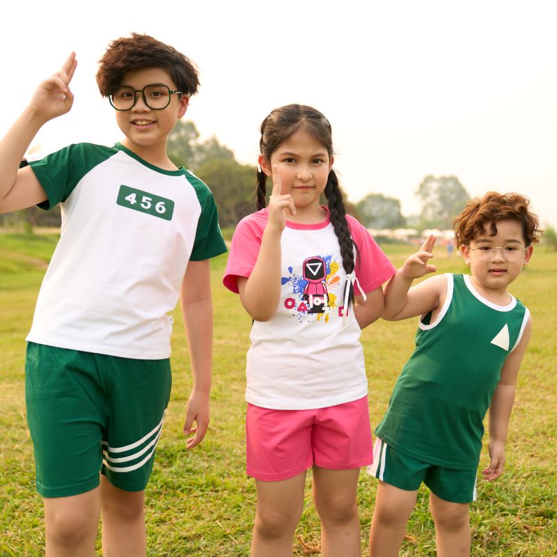 Đồ bộ quần áo thun cotton dành cho bé trai, bé gái mặc nhà mùa hè Econice 2022D. Size đại trẻ em 5, 6, 8, 10 tuổi
