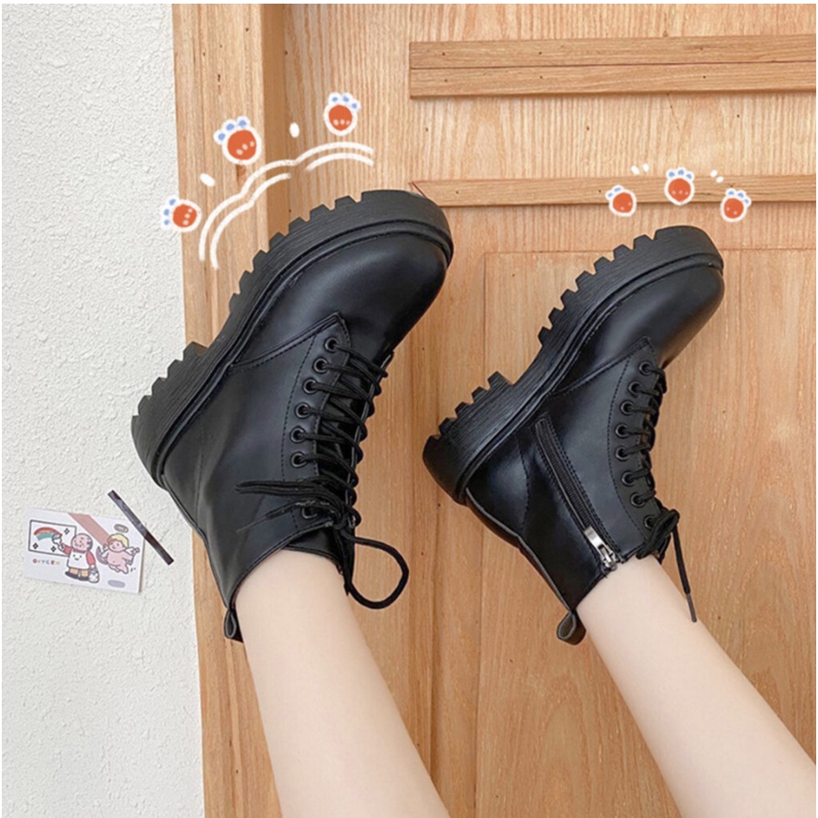 [Sẵn có ship từ HCM] Giày Martin Ankle boots phong cách Hàn Quốc Khoá kéo GT050- GOLDSNEAKER