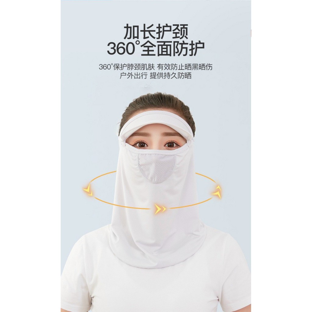 Mũ chống nắng nữ mùa hè băng lụa mặt nạ mỏng cổ bảo vệ toàn khẩu trang đi xe đạp tia cực tím | BigBuy360 - bigbuy360.vn