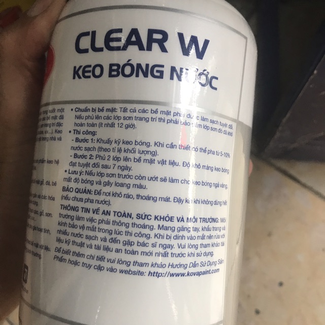 Keo bóng nước chống thấm Kova lon 1kg (dành cho bề mặt đã hoàn thiện)