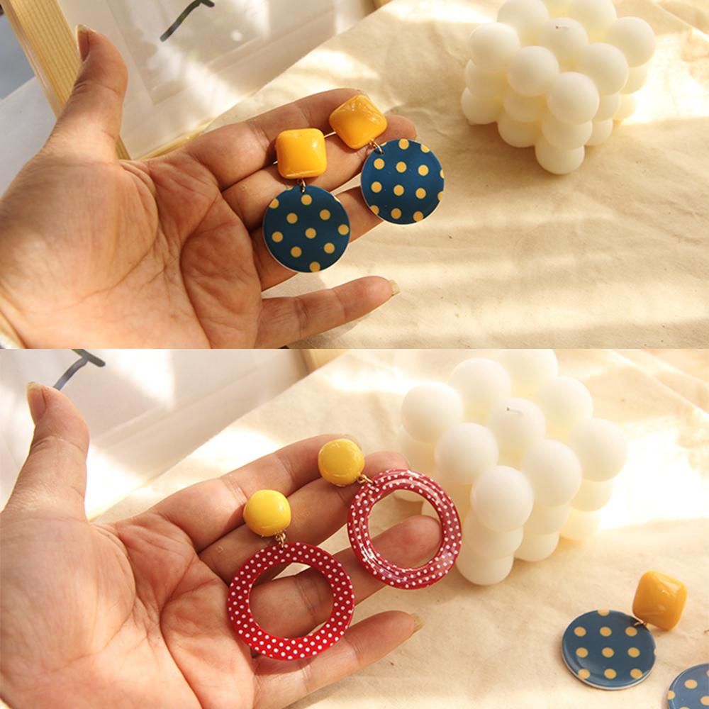 Khuyên Tai Dài Hình Tròn Bằng Nhựa Acrylic Thời Trang Phong Cách Vintage Cho Nữ