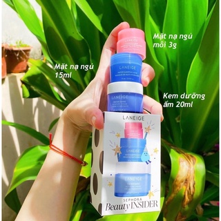 Set dưỡng da Laneige 3 món: Ủ môi, Mặt nạ ngủ, Kem dưỡng