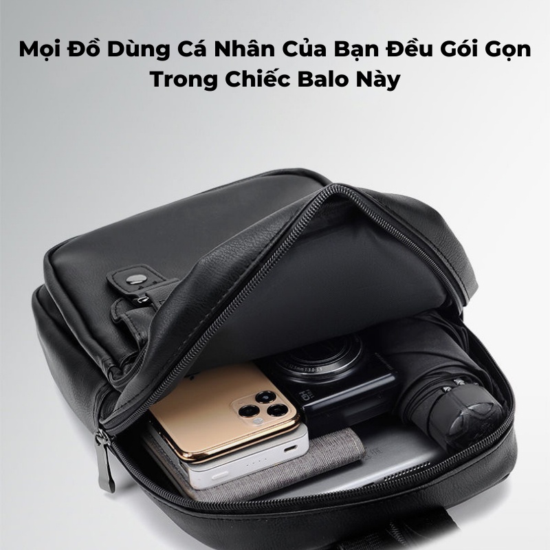 Balo nam nữ thời trang da cao cấp, Balo mini nhỏ ngọn phong cách hàn quốc chống nước, Túi đeo chéo Nam Nữ - ZINLY