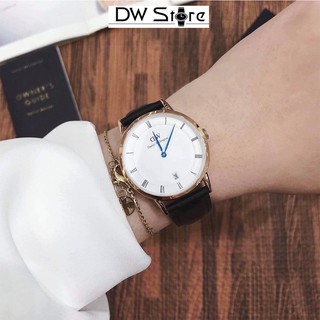 Đồng hồ d/.w dap.per kim xanh dây da đen trơn nam/nữ - đủ màu - đủ size