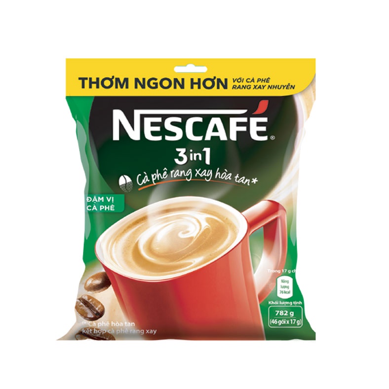 Cà phê rang xay hòa tan Nescafé 3in1 đậm vị cà phê bịch 46 gói x 17g/ bịch