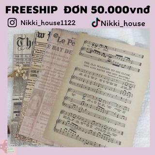 SET 10 Tờ báo bản nhạc... trang trí journal