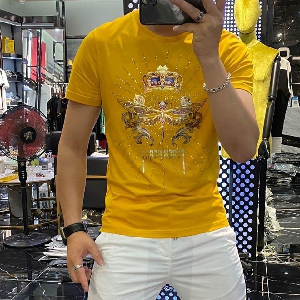 Áo Thun Tay Ngắn Cổ Tròn Dáng Ôm Phong Cách Hàn Quốc Thời Trang Cho Nam