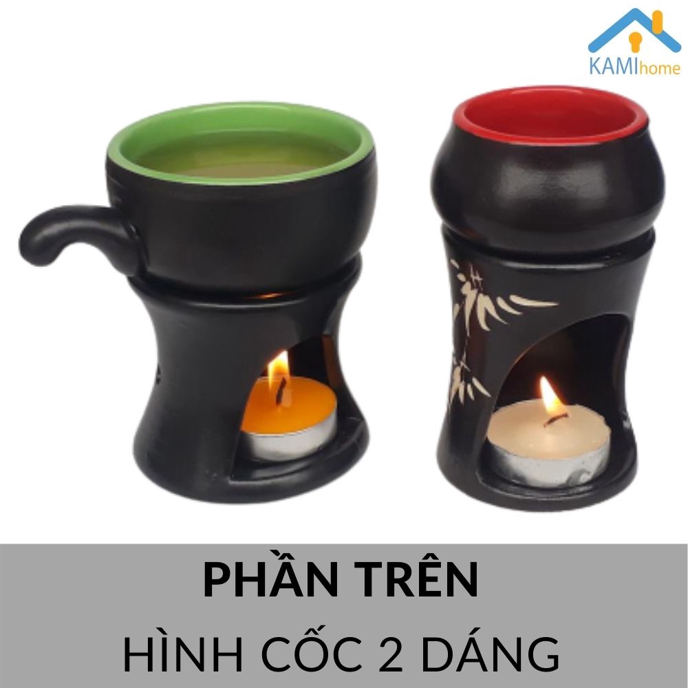 Đèn xông tinh dầu đốt nến ❤️Loại 2 tầng hình Bếp❤️ thơm phòng khử mùi đuổi muỗi mã 25004