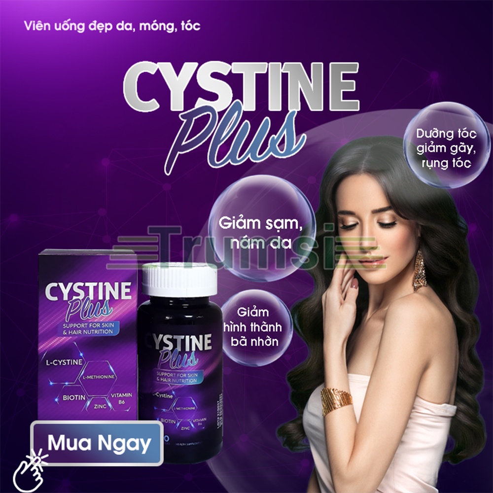Viên Uống Cystine Plus USA Giúp Đẹp Da Bóng Tóc Cung Cấp Dưỡng Chất Làm Giảm Bã Nhờn Gây Mụn Và Ngăn Ngừa Tóc Gãy Rụng