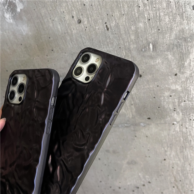 Ốp Điện Thoại Silicon Dẻo Màu Đen In Hình Gấp Nếp Nhăn Cho IPhone 14 13 12 11 Pro Promax X XS XR XSmax 7Plus 8Plus