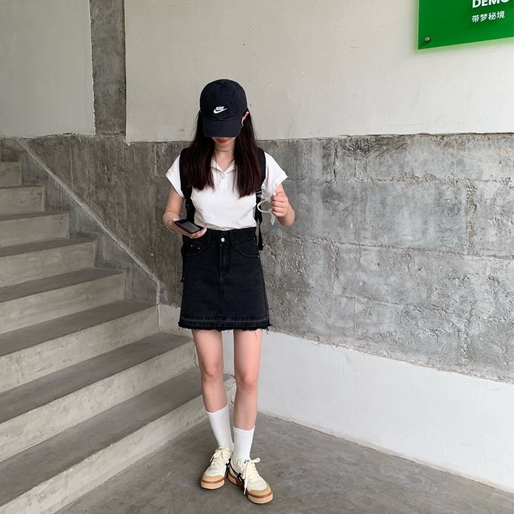 Áo thun ngắn Peppermint cổ polo màu trơn thời trang 52985