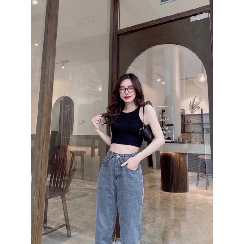 Quần jean nữ dáng đứng ulzzang ống rộng cạp cao, quần bò nữ ống rộng dáng suông phong cách Hàn Quốc | BigBuy360 - bigbuy360.vn