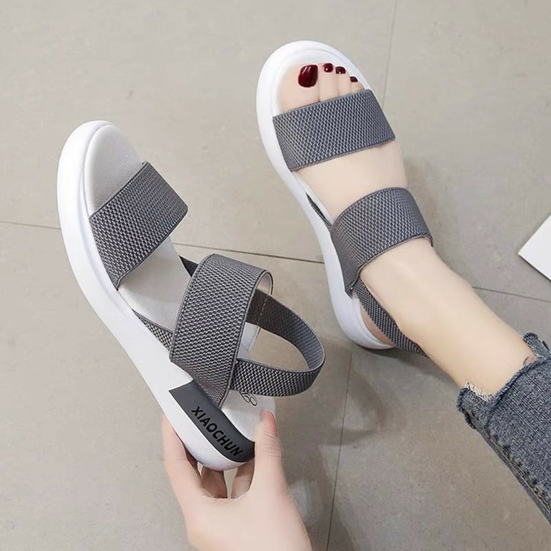 Sandal nữ quai ngang vải trun co giãn siêu tốt, đế đúc nguyên khối siêu êm