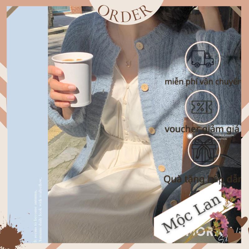 (MộcLan ORDER) Áo khoác carigan len xoắn thừng dày dặn cổ tròn cài khuy MORAN vintage Hàn Quốc