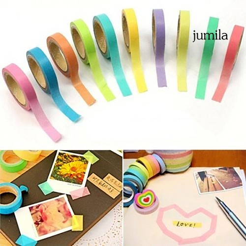 Set 10 Cuộn Băng Dính Washi Nhiều Màu Dùng Cho Trang Trí