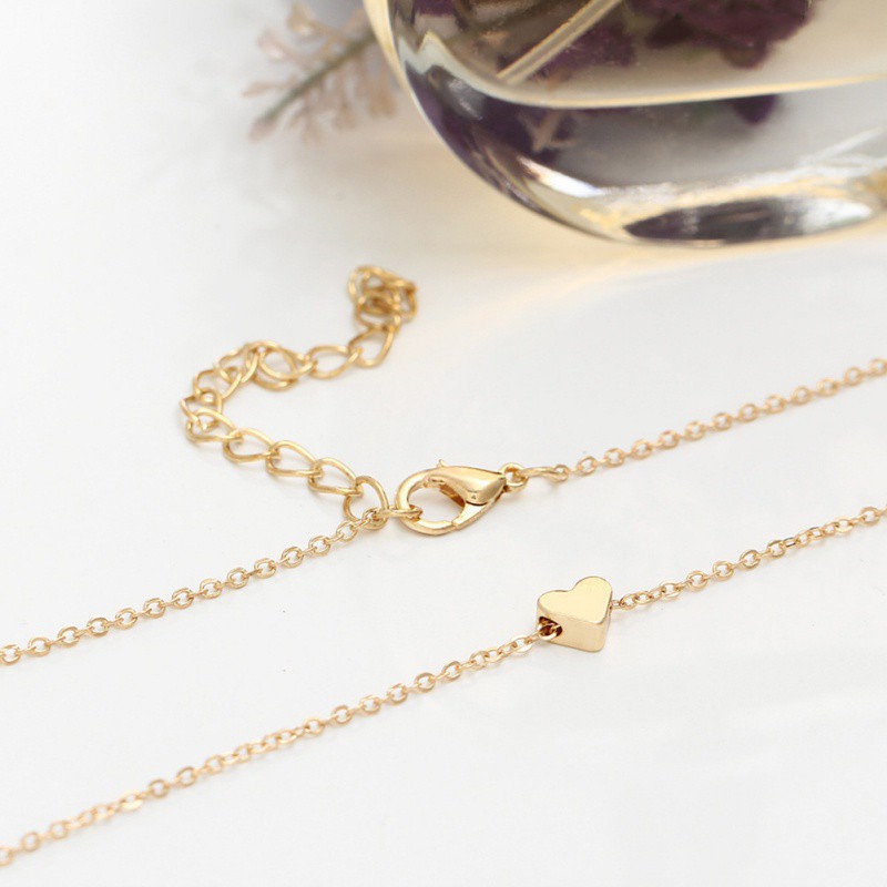 Dây chuyền thời trang bằng hợp kim mạ vàng mạ bạc phối mặt hình trái tim nhỏ xinh đầy độc đáo
