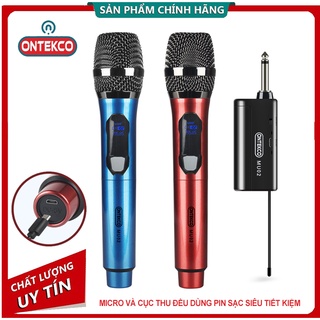 Mua  Mã ELHACE giảm 4% đơn 300K  Micro hát karaoke không dây ONTEKCO MU-02 pin sạc - thu phát 50m