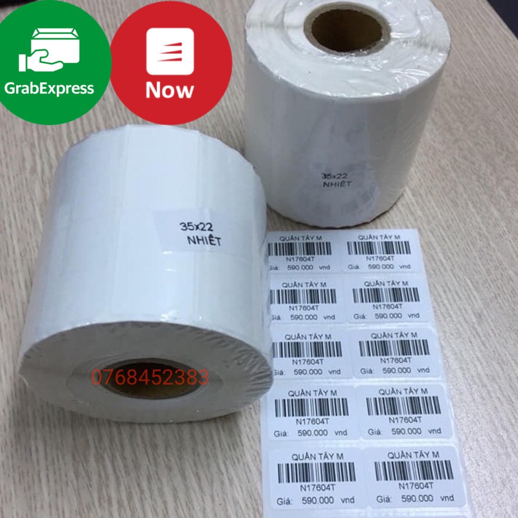 Giấy in mã vạch 2 tem (cuộn 2000 tem) - decal nhiệt 2 tem 35x22 mm