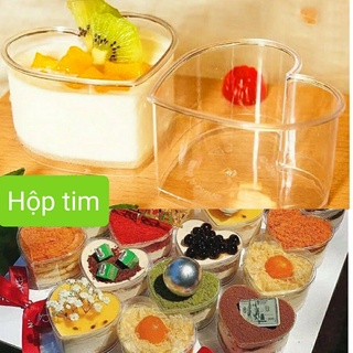 50 hộp tim nhựa đựng bánh mousse ( loại có nắp), hộp đựng bánh mousse trái tim