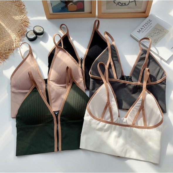 Áo Bra Đẹp ❤️FREESHIP❤️ Áo Bra Khóa Kéo Nâng Ngực - Bra 2 Dây Cổ V Trước Cá Tính Mềm Mại Siêu Sexy