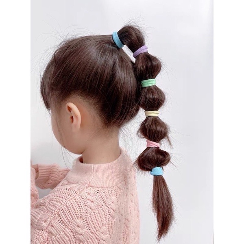 Dây Buộc Tóc Cao Su Đàn Hồi ,Hộp 100 chun buộc tóc nhiều màu sắc cho bé co giãn đàn hồi tốt