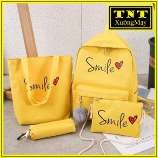 Set balo, túi 4 món - smile - khả hân shop - khả hân shop - khả hân shop - khahanhcm