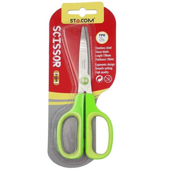 Kéo Cắt Giấy 7'' 178mm - Stacom-F109 - Mẫu 1 - Xanh Lá