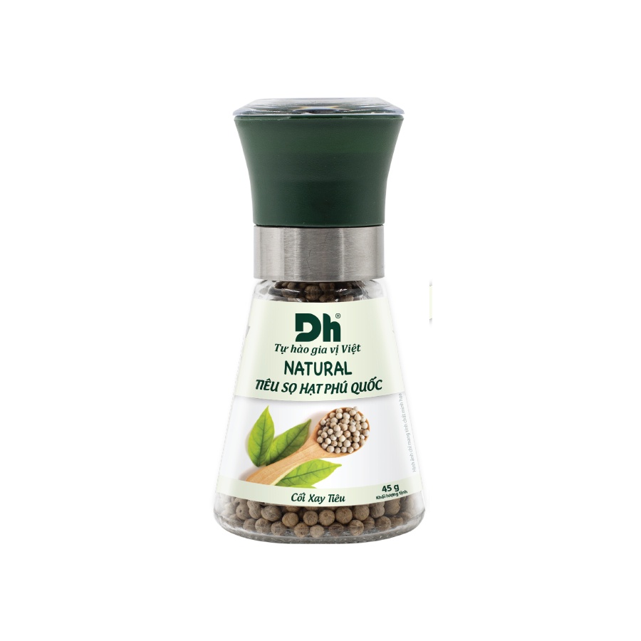 ( GIA VỊ HẢO HẠNG) NATURAL Tiêu Sọ Hạt Phú Quốc - Cối Xay Tiêu Ceramic 45gr Dh Foods mùi vị thơm đặc trưng hơn hẳn