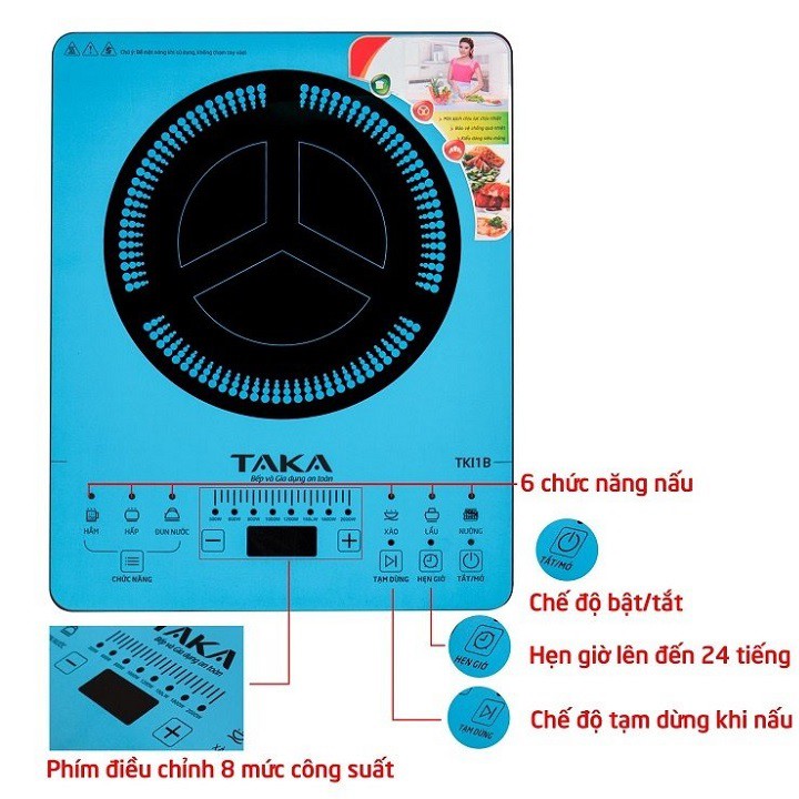 Bếp Điện Từ Đơn Taka TKI1B (2000W) - Tặng Nồi Lẩu