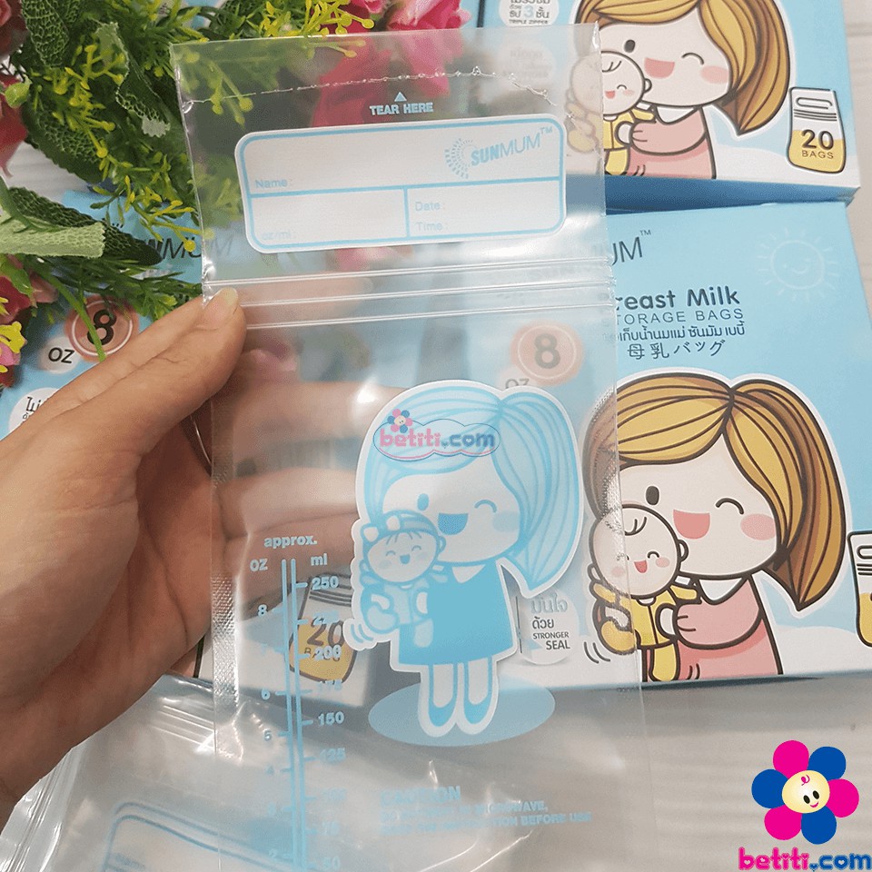 [HỘP 50] Túi Trữ Sữa Sunmum Thái Lan Mẫu Mới - Túi Trữ Sữa 3 Zip Loại 250ml Không BPA