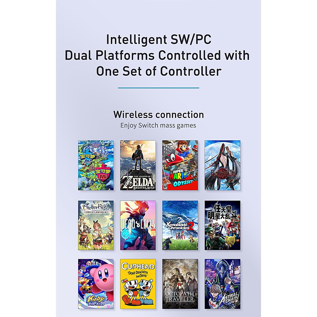 Tay cầm chơi game BLUETOOTH cao cấp hỗ trợ con lắc rung chính hãng BASEUS cho PC/NINTENDO SWITCH