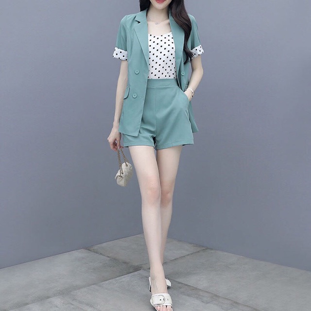 Set bộ vest 3 món short cao cấp bao xinh size M L XL 2Xl