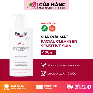 [HÀNG CTY] Sữa Rửa Mặt Eucerin pH5 Facial Cleanser Sensitive Skin làm sạch sâu cho da nhạy cảm 400ml