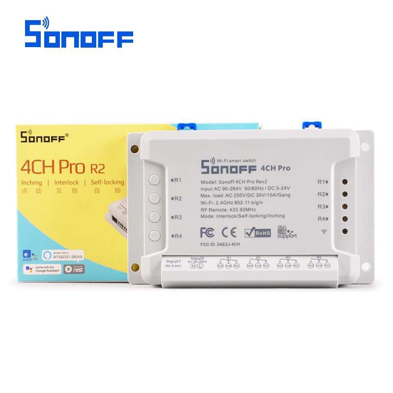 Công Tắc Sonoff Thông Minh 4CH Pro R2 Điều Khiển Từ Xa Bằng Điện Thoại Qua Mạng Wifi