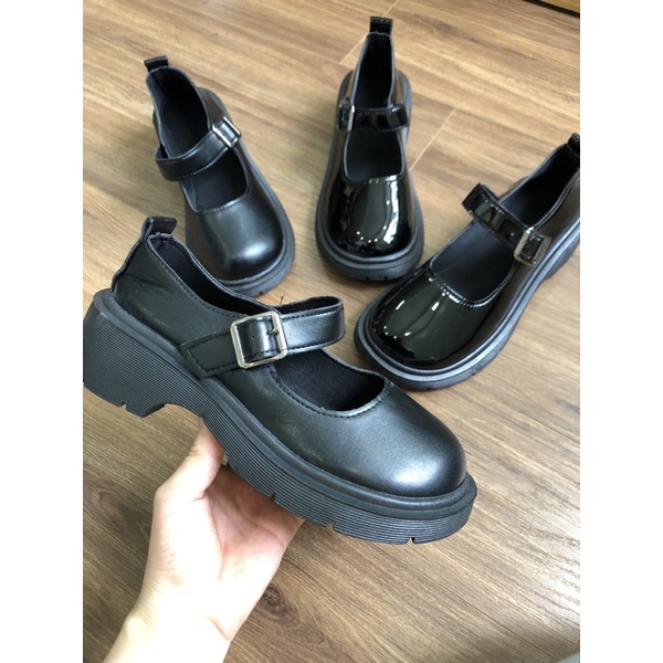 (Có Sẵn) Giày Lolita Giày Búp Bê Nữ Mary Jane Quai Ngang Cài Mũi Vuông đế 5 phân Phong Cách Hàn MJ 02