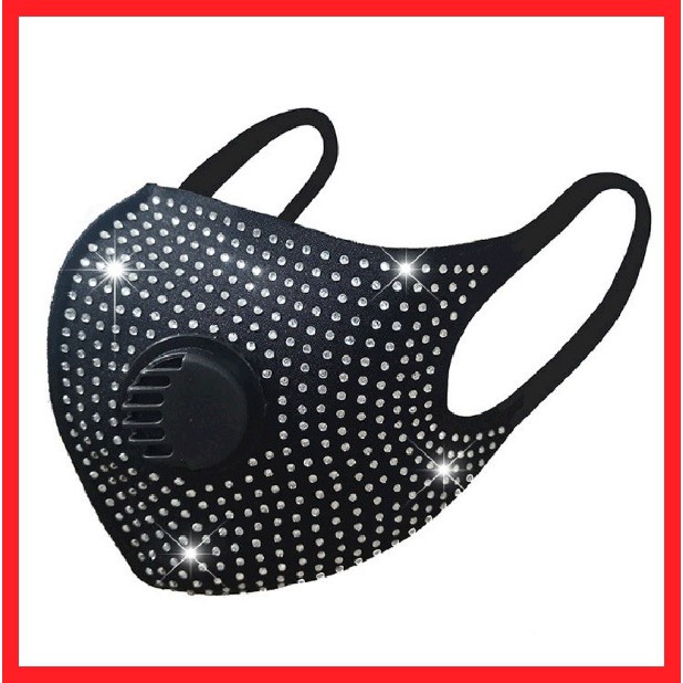 Khẩu Trang Chống Bụi Đính Đá, Tích Hợp Van Thở  Có Thể Tái Sử Dụng