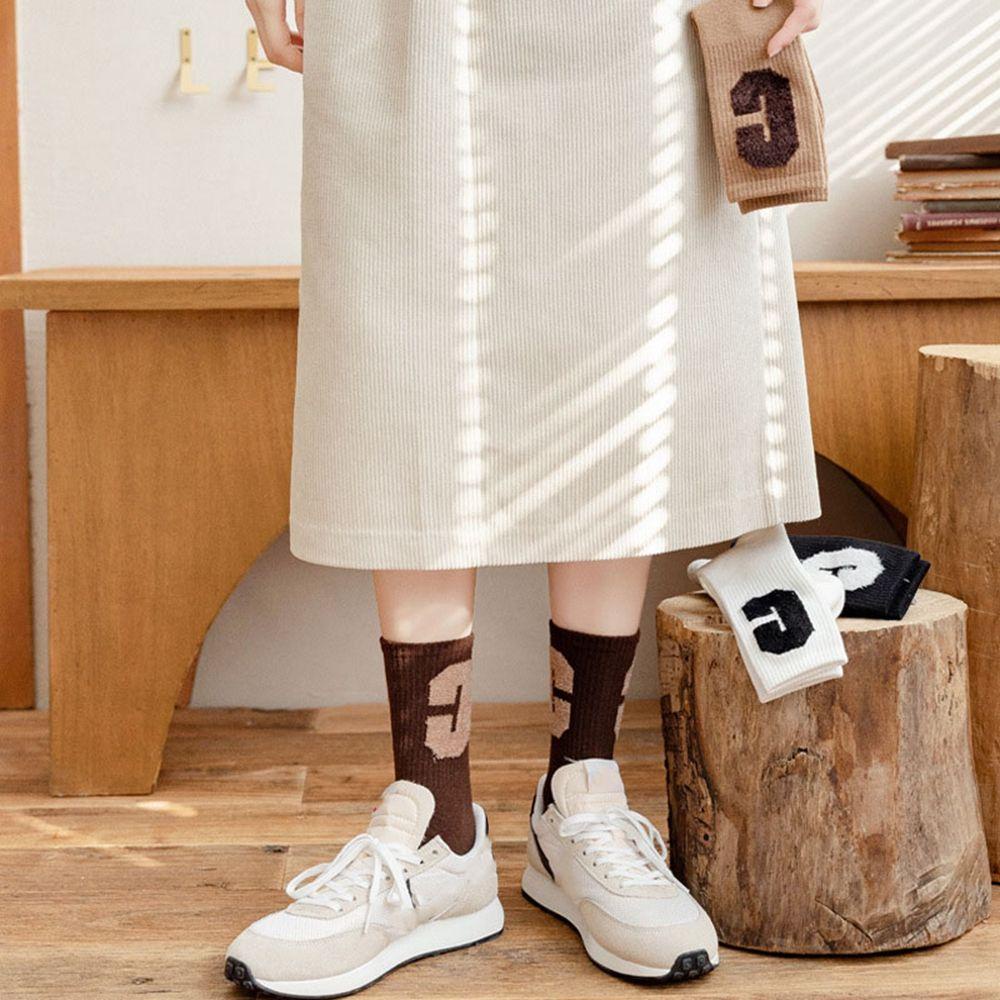 Forbetter Vớ Len Cổ Cao Vừa Thêu Chữ C Thoải Mái Phong Cách Đại Học Cho Nữ