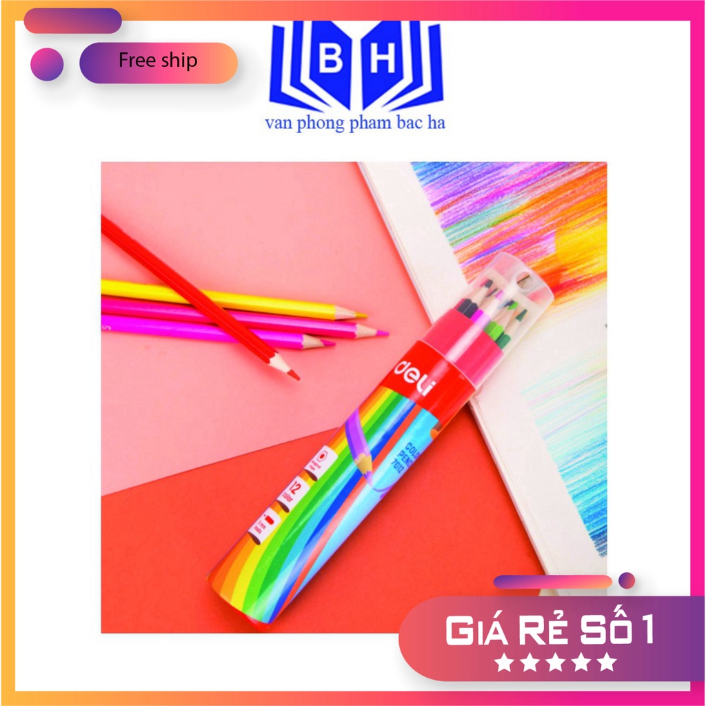 Bút Chì Màu trí anh 12 Màu - 7012 đảm bảo Cao dùng để làm thêu dệt tranh vẽ Màu Tươi Không Đ